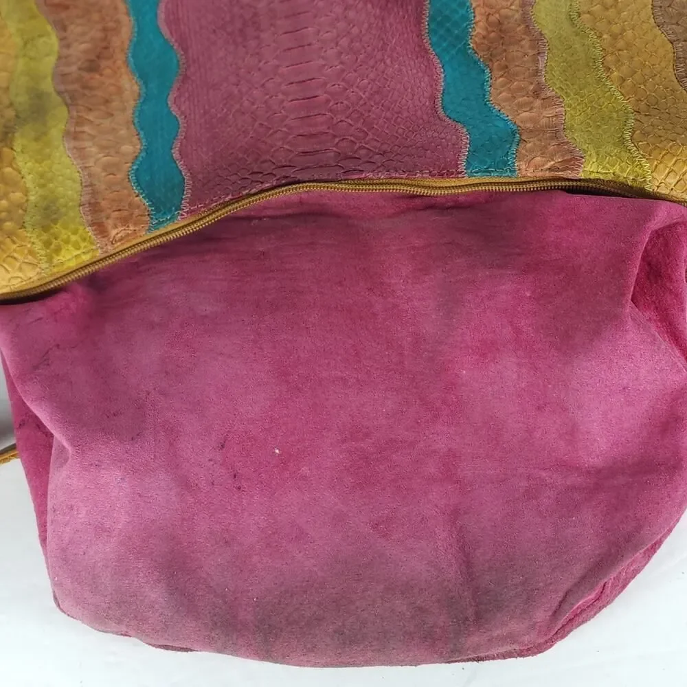 CARLOS FALCHI Fato A Mano Genuine Python Multicolor Hobo Bag Handbag